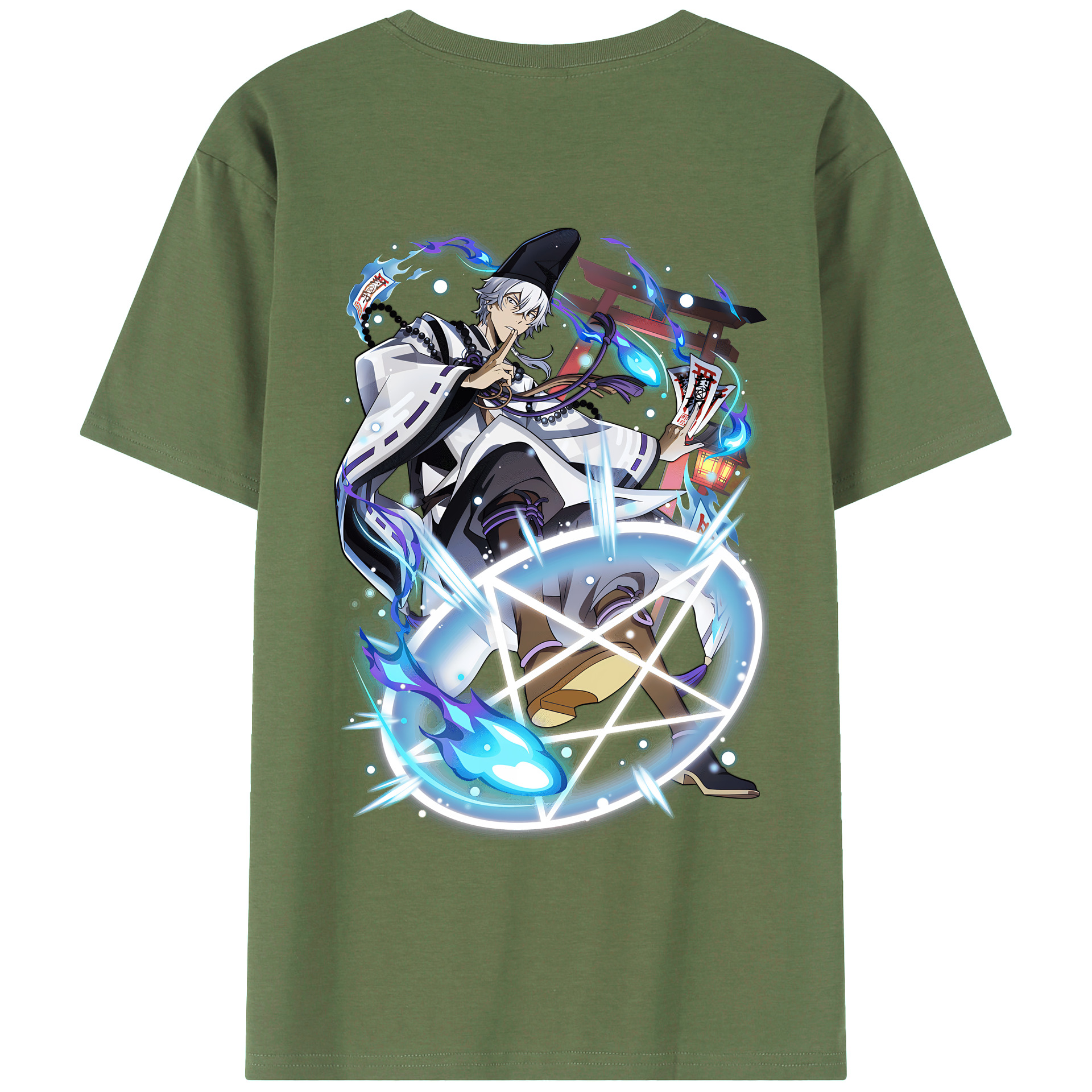 （画像用） 文豪ストレイドッグス Bungo Stray Dogs 綿100％ メンズ半袖Tシャツ（バックプリント） 通気性